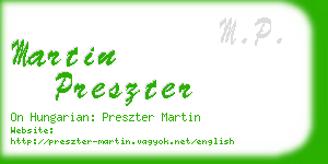 martin preszter business card
